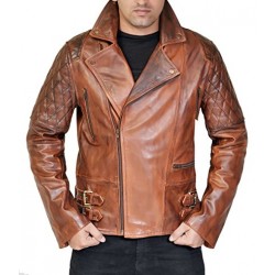 Classic Brando Lambskin Vintage Distressed Brown Leather Biker Jacket